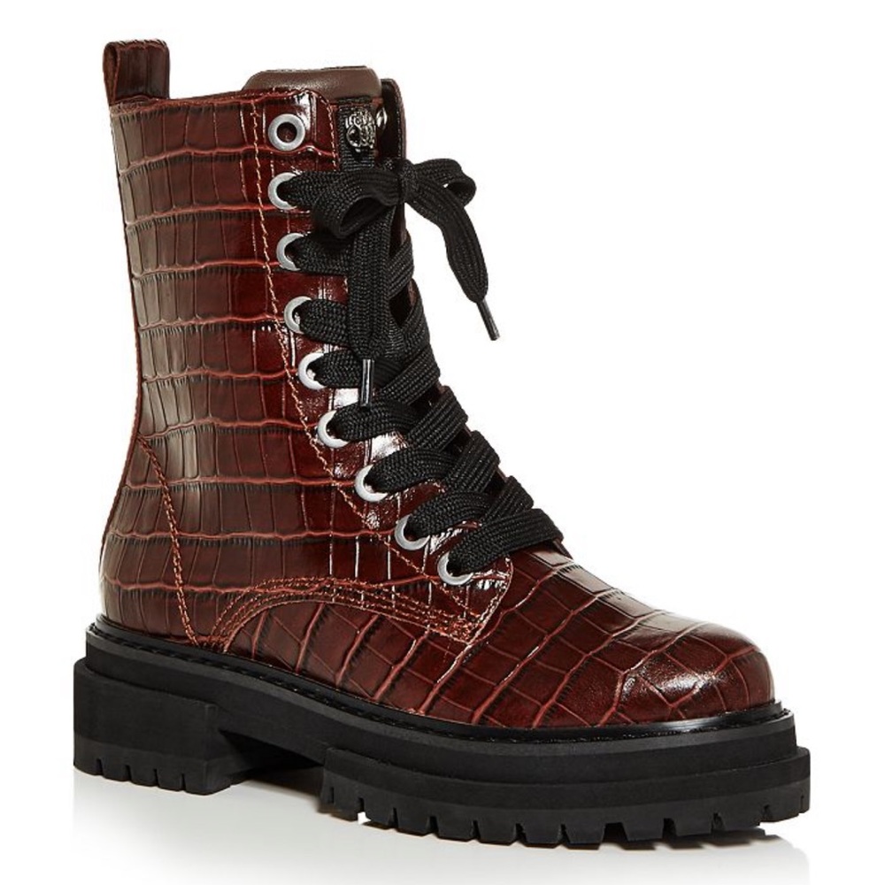 Designer Kurt Geiger Leather Croc Biker Boots
